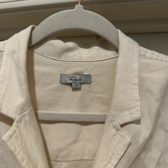 Rails Georgie Tie Waist Linen Romper in Stone - Picture 11 of 13